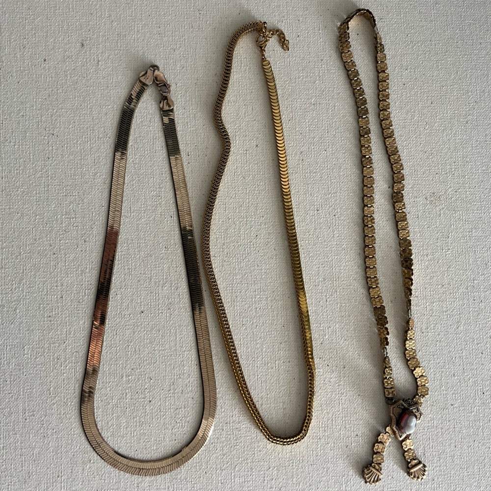3 Vintage Gold Necklaces